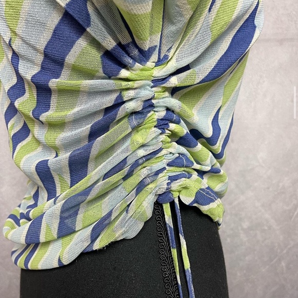 Vintage off the shoulder stripe Y2K mesh top with adjustable side size medium - Picture 5 of 5